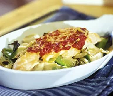 Spättafilé med tomat- och parmesantäcke