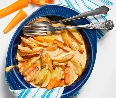 Rostade grönsaker med köttfärs