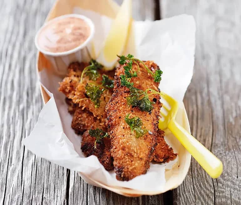 Friterad ansjovis med het aioli