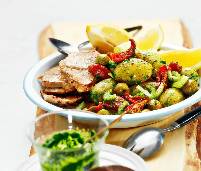 Schnitzel med ruccolapotatis