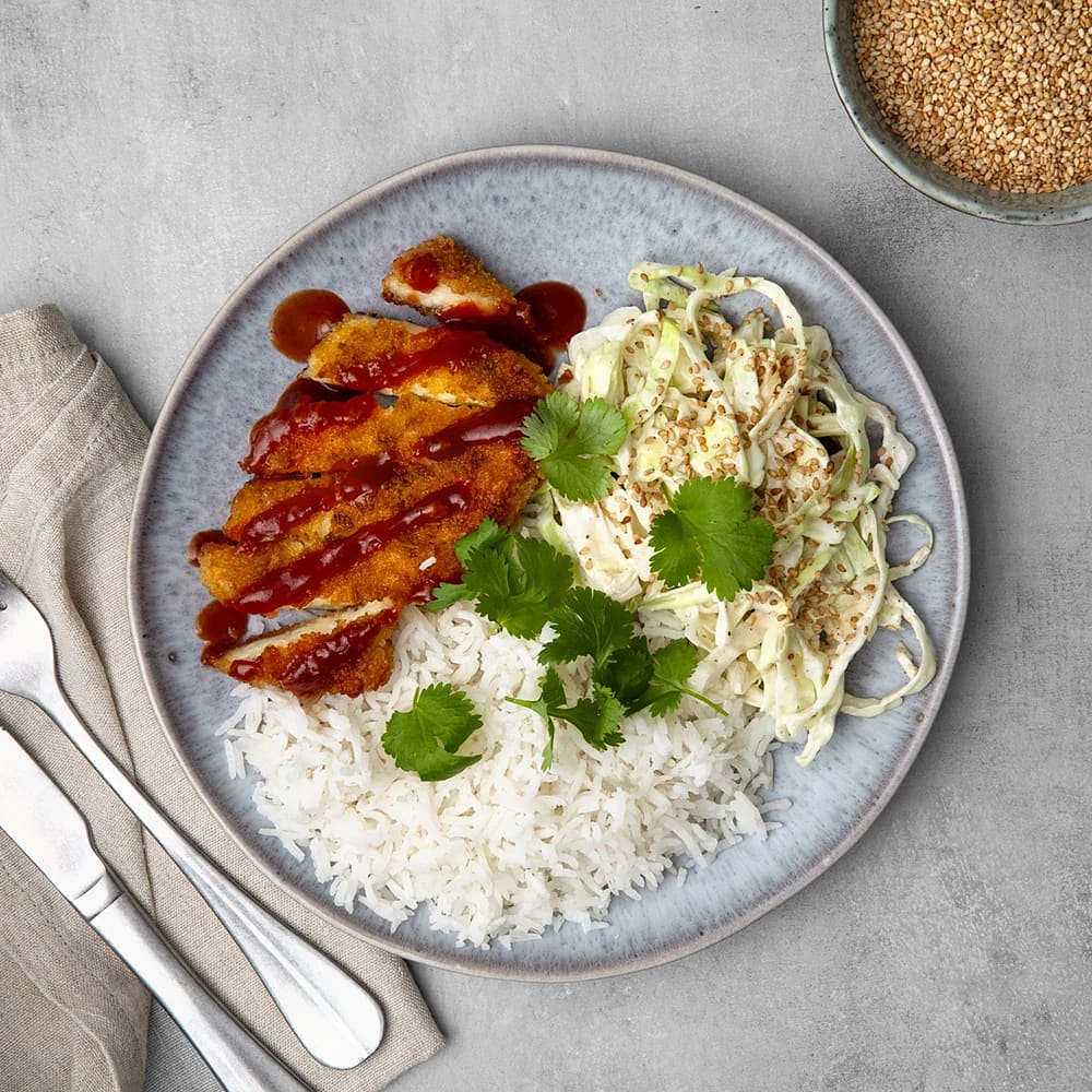 Halloumitonkatsu med krämig kålsallad