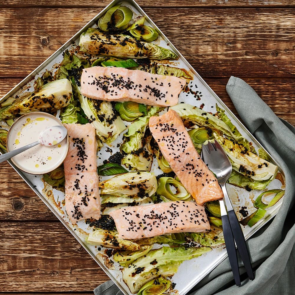 Sojalax med bakad spetskål