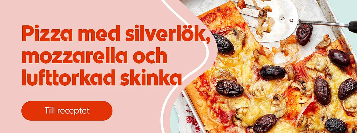 Till receptet pizza med silverlök mozzarella och lufttorkad skinka