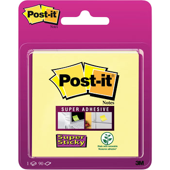 Post-it lappar Super sticky Gul 76x76mm