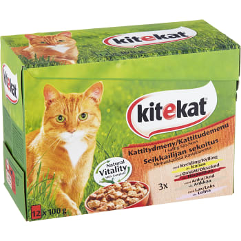 Kattmat Oxkött kyckling & lax i sås 12-p 1,2kg Kitekat