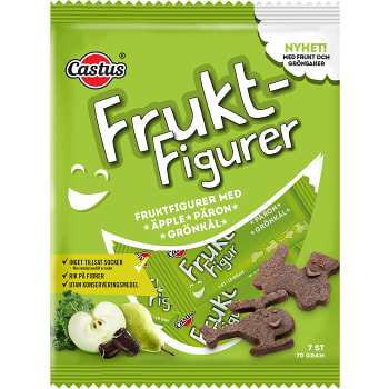 Fruktfigurer Äpple, päron & grönkål utan tillsatt socker 70g Castus