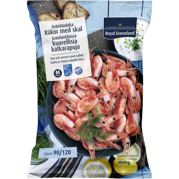 Räkor 90-120st/kg Fryst 1kg Royal Greenland