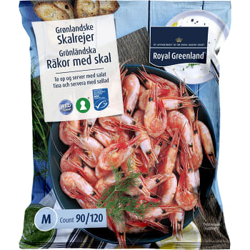 Räkor med skal 90-120st/kg Fryst 500g Royal Greenland