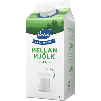 Mellanmjölk Laktosfri 1,5% 1,5l Valio Eila