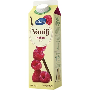 Vaniljyoghurt Hallon utan fruktbitar 2,1% 1000g Valio