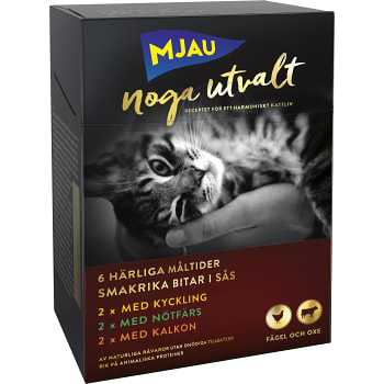 Kattmat Kött & Fågel 50g 6-p Mjau Noga Utvalt