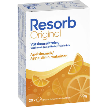 Vätskeersättning Apelsinsmak Brustablett 90g 20-p Resorb
