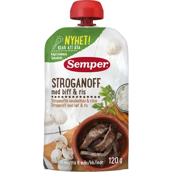Barnmat Stroganoff med biff och ris 120g Semper