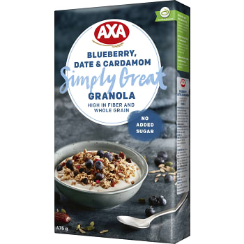 Granola Blåbär dadlar & kardemumma 475g AXA