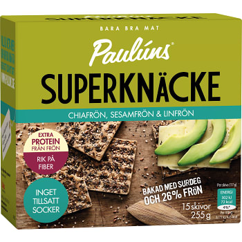 Superknäcke Chiafrön sesamfrön & linfrön 255g Paulúns
