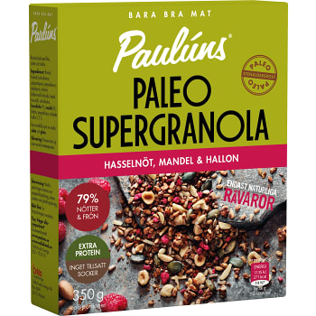 Supergranola Paleo Hasselnöt mandel & hallon 350g Paulúns