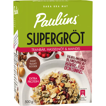 Supergröt Tranbär hasselnöt & mandel 500g Paulúns
