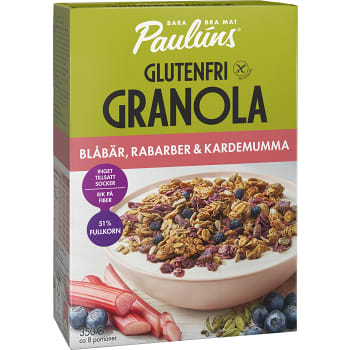 Granola blåbär & rabarber Glutenfri 350g Pauluns