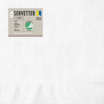 Servett Vit 33cm 20-p ICA