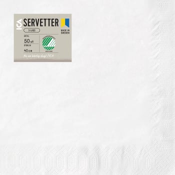 Servett Vit 40cm 50-p ICA