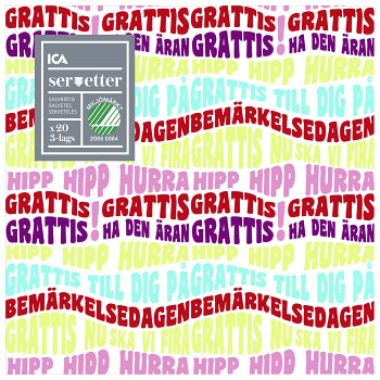 Servett Grattis 33cm 20-p ICA