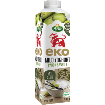 Mild yoghurt Päron & vanilj Ekologisk 1,9% 1000g Arla