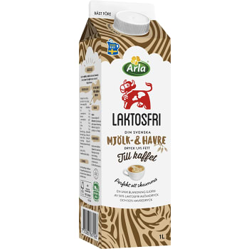 Mjölk-& havredryck till kaffet 1,9% Laktosfri 1l Arla Ko