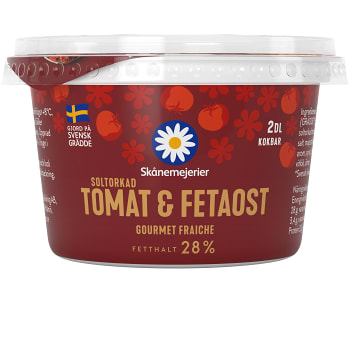 Crème fraiche Gourmet Soltorkad Tomat & fetaost 30% 2dl Skånemejerier
