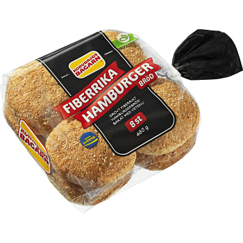 Hamburgerbröd Fiberrika 8-p 480g Korvbrödsbagarn