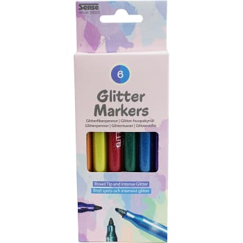 Fiberpennor glitter 6-p Sense