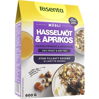 Müsli Hasselnöt & aprikos 600g Risenta