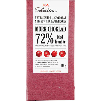 Mörk choklad med Tranbär 72% 100g ICA Selection