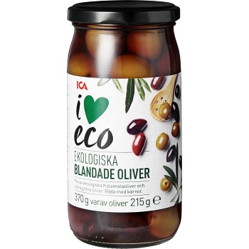 Blandade Oliver med Kärnor Ekologisk 370g ICA I love eco