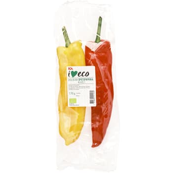 Röd & gul spetsig paprika Ekologisk 170g KRAV Klass 1 ICA I love eco