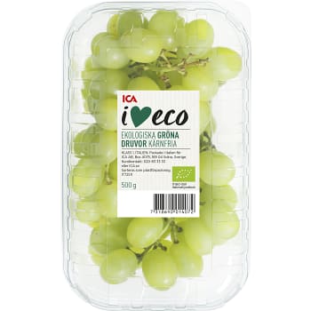 Gröna kärnfria druvor 500g Klass 1 ICA I love eco