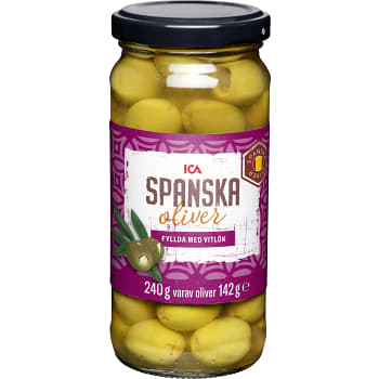 Fyllda Oliver Gröna med Vitlök 240g ICA