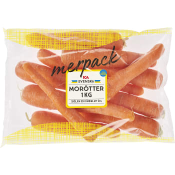 Tvättade morötter 1kg Klass 1 ICA