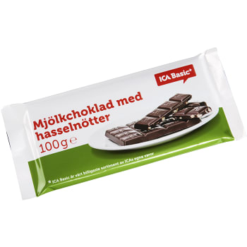 Mjölkchoklad med Hasselnötter 100g ICA Basic