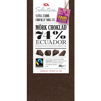 Mörk choklad Ecuador 74% 100g Fairtrade ICA Selection