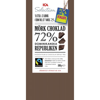 Mörk choklad 72% Dominikanska republiken 100g Fairtrade ICA Selection