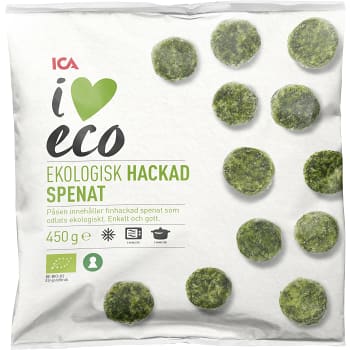 Hackad spenat Fryst Ekologisk 450g ICA I love eco