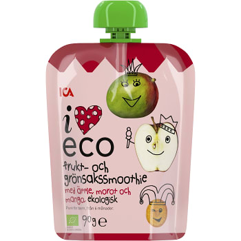 Frukt & grönsakssmoothie Äpple morot & mango Från 6m Ekologisk 90g ICA I love eco