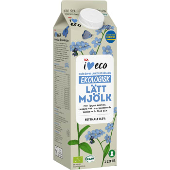 Lättmjölk 0,5% 1l KRAV ICA I love eco