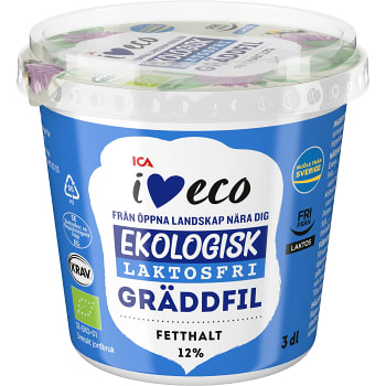 Gräddfil 12% Laktosfri 3dl KRAV ICA I love eco