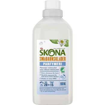 Tvättmedel Flytande Småbarnskläder Parfymfri 900ml Miljömärkt ICA Skona