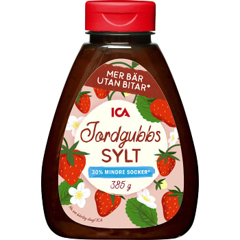 Jordgubbssylt Mindre socker Klämflaska 385g ICA