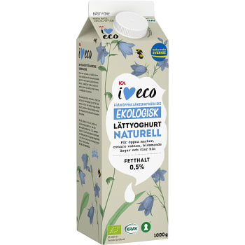Lättyoghurt naturell 0,5% 1kg KRAV ICA I love eco