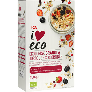 Granola Jordgubb Björnbär 450g ICA I love eco