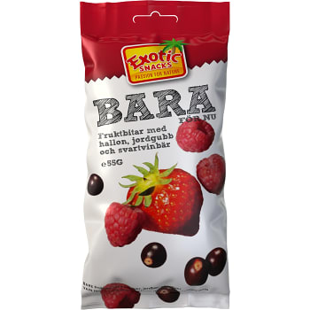 Bara Jordgubb hallon & svartvinbär 55g Exotic Snacks