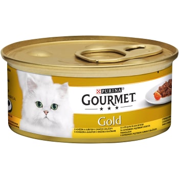 Kattmat Oxkött och kyckling i sås 85g Gourmet